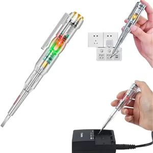 قلم تست ولتاژ الکتریکی با نشانگر نور رنگی LED، آشکارساز مدار ولتاژ AC غیر تماسی شفاف و ضد آب، پیچ گوشتی چند منظوره