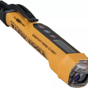 قلم تست ولتاژ غیر تماسی کلاین تولز NCVT-6، 12-1000 ولت AC با متر لیزری فاصله یکپارچه، LED و آلارم های صوتی، گیره جیبی