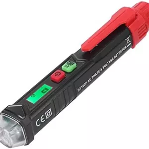 تستر ولتاژ غیر تماسی Fafeicy مدل HT100P، تستر الکتریکی AC با دو محدوده 12V-1000V/48V-1000V، قلم تست مدار، نشانگر چرخش 3 فاز، قلم تست الکتریکی با چراغ قوه LED، آلارم Buzzer