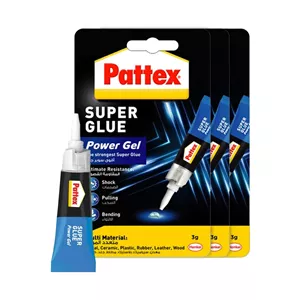 چسب قطره ای ژله ای Pattex، چسب همه کاره برای مواد انعطاف پذیر، تعمیر فوری و نامرئی، سازگار با فلز، سرامیک، لاستیک، چرم و چوب، قابل شستشو در ماشین ظرفشویی، 3 گرمی (بسته 3 عددی)