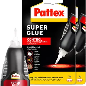 چسب قطره ای کنترل شونده Pattex، چسب شفاف برای مواد مختلف، چسب قطره ای با فرمول بدون چکه برای مصارف عمودی، با نازل دقیق، 2 عدد 3 گرمی