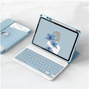 کیبورد چرخشی عربی و انگلیسی Gruattreay سازگار با هوآوی MatePad 11.5''S 2024، کاور مغناطیسی با جای قلم برای Matepad 11.5 S (آبی)
