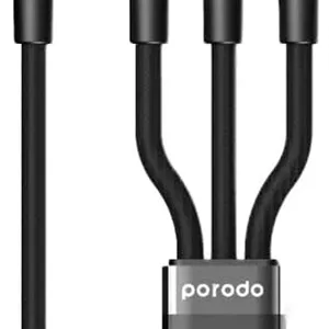 کابل 3 در 1 Porodo AUX 3.5 به 3.5 C Lightning به طول 1.2 متر - مشکی