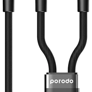 کابل تبدیل 2 در 1 AUX 3.5 به 3.5Type-C پرودو 1.2 متری - مشکی