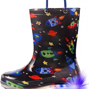 چکمه بارانی پسرانه HugRain مدل Black Cosmos Rocket سایز 3