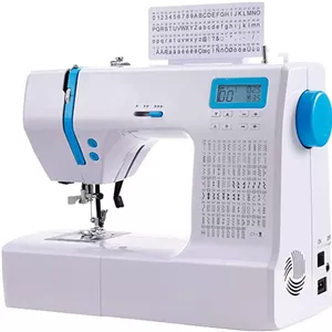 چرخ خیاطی الکترونیکی خانگی قابل حمل BOREST با 200 نوع دوخت، نمایشگر LCD، سه سطح قابل تنظیم، نخ کردن اتوماتیک، چراغ شب LED و لوازم جانبی مختلف LEOWE