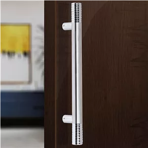 دستگیره فشاری کششی درب Plantex از جنس استیل ضد زنگ و آلومینیوم برای درب اصلی - 12 اینچ (پرداخت کروم)