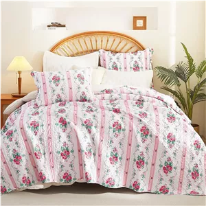 لحاف روتختی سه تکه Cmfshape مدل Floral Stripe سایز کینگ 