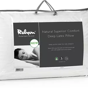 بالش لاتکس طبیعی 100% Relyon Superior Comfort با روکش قابل تعویض 100% پنبه (ضخیم)، سفید