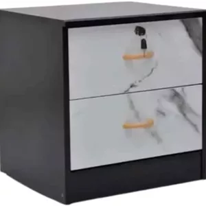 میز پاتختی مدل Alfred با دو کشو رنگ Marble Wenge