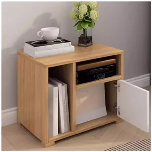میز پاتختی کابینت دار رنگ چوب سفید با یک کشو و دو محفظه