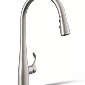 شیر آشپزخانه سینک ظرفشویی Kohler 596-VS Simplice، با 3 حالت اسپری، دارای اسپری کشویی، قوس بلند، استیل ضد زنگ براق 