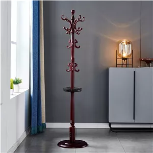 جالباسی ایستاده لوکس، جالباسی چوبی با کیفیت بالا با 18 آویز و 3 اندازه قابل تنظیم، مناسب برای کلاه، پالتو، شال گردن و کیف دستی