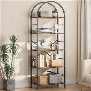 کتابخانه شینتنچی مدل 5 طبقه رنگ قهوه‌ای روستیک