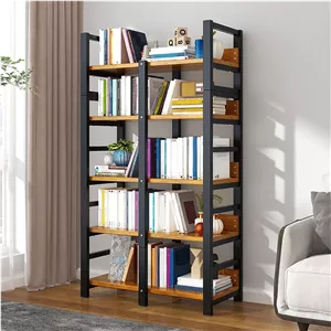 قفسه کتاب 5 طبقه مدرن کلاسیک باز UimoKi - قفسه های ذخیره سازی بلند روستایی، قفسه چوبی اواسط قرن برای دفتر خانه، اتاق نشیمن و اتاق خواب