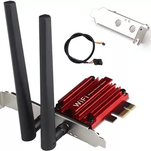 کارت شبکه وای فای 6 PCI-E (AX3000) برای کامپیوتر، آداپتور شبکه بی سیم PCIe با بلوتوث 5.2، سرعت 3000 مگابیت بر ثانیه، 802.11AX AX200، دو بانده MU-MIMO برای کامپیوترهای ویندوز 10/11