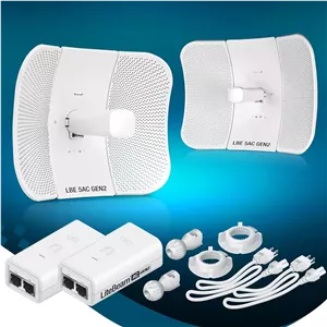 بسته دو عددی رادیو وایرلس LBE-5AC-GEN2 از پیش پیکربندی شده Ubiquiti LiteBeam 5AC GEN2، کیت 2 واحدی 100% پیکربندی شده به عنوان بریج وایرلس نقطه به نقطه فضای باز، اکسس پوینت، سرعت 450  مگابیت بر ثانیه، برد 15  کیلومتر.