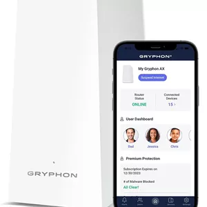 روتر مش وای فای 6 فوق سریع Gryphon AX با فایروال نسل جدید و فیلترهای محتوای پیشرفته - 4.3 گیگابیت بر ثانیه در مساحت 280 متر مربع برای خانه‌های دارای دستگاه‌های متعدد