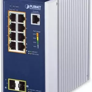 سوئیچ مدیریتی صنعتی 8 پورت 10/100/1000T PoE 802.3atدو پورت 1G/2.5G SFP مدل IGS-10020PT از Planet Networking & Communication