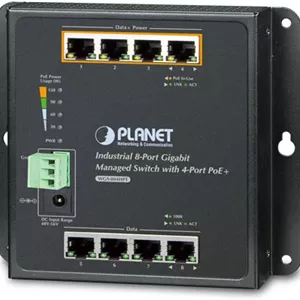 سوئیچ مدیریتی صنعتی 8 پورت 10/100/1000T پلنت مدل WGS-804HPT با قابلیت نصب دیواری و 4 پورت PoE  (-40~75 درجه سانتیگراد)