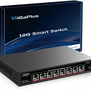 سوییچ اترنت 8 پورت 10 گیگابیتی غیر مدیریتی، 8 پورت 10Gbe Base-T، سوییچ شبکه 10G گیگا پلاس برای NAS 10 گیگابیت بر ثانیه، کامپیوتر، روتر WiFi7، آداپتور/NIC 10 گیگابیت بر ثانیه. قابل نصب روی میز/رک 19 اینچی، Plug and Play
