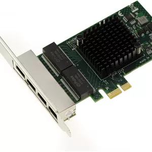 کارت کنترلر شبکه KALEA-INFORMATIQUE PCIe x1 با 4 پورت RJ45 QUAD LAN GIGABIT اترنت 10 100 1000Mb 1G - BroadCom BCM5719 - پروفایل کوتاه و بلند