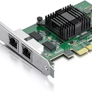 کارت شبکه اترنت گیگابیتی Alwong معادل Intel E1G42ET، 1.25G (NIC) برای تراشه Intel 82576EB، پورت های مسی دوگانه RJ45، PCI Express 2.0 X1