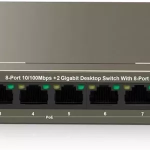 سوئیچ رومیزی 8 پورت 10/100Mbps2 گیگابیتی IP-COM F1110P-8-102W با 8 پورت PoE