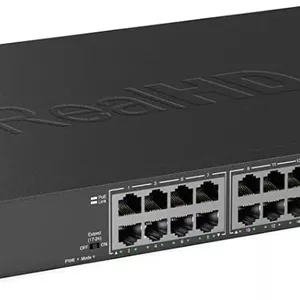 سوئیچ 24 پورت گیگابیتی PoE با 2 پورت آپلینک SFP گیگابیتی، تا 30 وات در هر پورت، استاندارد 48 ولت POE، بودجه کل 300 وات، سازگار با 803.af/at، نصب آسان، نصب رک