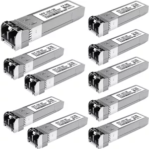 ماژول 10Pack 10GBase-SR SFP ، فرستنده و گیرنده اترنت LC چند حالته، 10G 850nm MMF تا 400 متر، سازگار با سیسکو SFP-10G-SR، مراکی، یوبیکیوتی UF-MM-10G، میکروتیک، نت گیر، تی پی-لینک، آروبا و غیره