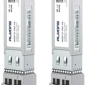 فرستنده و گیرنده 10GBase-LR SFP ، ماژول فیبر تک حالته 10G SFP  به LC، 1310 نانومتر، تا 10 کیلومتر، برای سیسکو SFP-10G-LR، Ubiquiti UniFi UF-SM-10G، Mikrotik S 31DLC10D، Meraki، Netgear و غیره، بسته 2 عددی