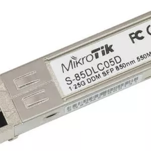 فرستنده و گیرنده SFP میکروتیک S-85DLC05D با سرعت 1.25G و کانکتور Dual LC با طول موج 850 نانومتر، برای فیبر Multi Mode تا 550 متر
