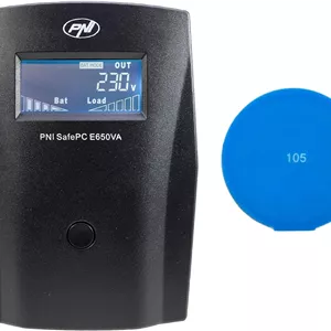 کیت منبع تغذیه اضطراری PNI SafePC E650VA، توان 390 وات، 1.8 آمپر، خروجی 2 عدد 230 ولت، صفحه نمایش LCD، باتری 7.2 آمپر به همراه پد چسبناک آبی هدیه