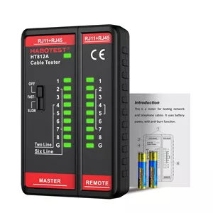 تستر کابل شبکه HABOTEST HT812A با پورت RJ45 RJ11، ابزار تست کابل اترنت، بلندگو، کواکسیال، ویدئو و داده با سرعت بالا/پایین، تست پیوستگی خط تلفن کابل 60 ولت برای CAT5/CAT5E/CAT6/CAT6A