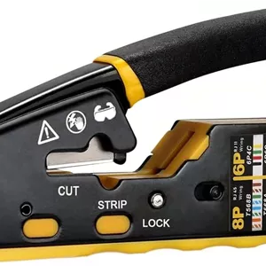 ابزار پرس RJ45 YARDHOBI، ابزار پرس اترنت همه کاره Cat6 Cat5، ابزار پرس کابل، سیم لخت کن، سیم چین برای RJ11 استاندارد، کانکتورهای RJ45 Pass-Thru، سیم لخت کن کوچک