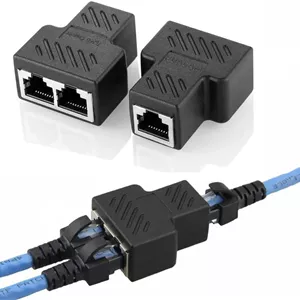 آداپتور اتصال دهنده اسپلیتر RJ45، پورت USB به RJ45 دوگانه مادگی 1 به 2 8P8C پلاگین اترنت سوکت شبکه LAN برای Cat5، Cat5e، Cat6، Cat7 (مشکی)