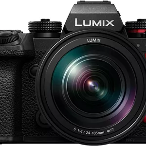 دوربین بدون آینه فول فریم پاناسونیک LUMIX S1IIE، 24 مگاپیکسل، Cs4K 60p فول فریم، ویدیو 6K 30p Open Gate، Active I.S.، ضبط 10 بیتی 4:2:2، L-Mount، DC-S1M2ESME، لنز 24-105mm F4