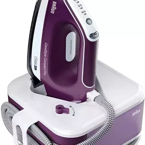 اتو بخار مخزن دار جمع و جور براون CareStyle Compact Pro، بخاردهی عمودی، مخزن آب 1.5 لیتری، iCare هوشمند، 2400 وات، خاموش شدن خودکار، گرم شدن سریع، مدل IS 2577 بنفش