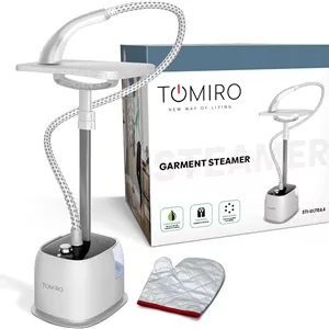 بخارگر ایستاده لباس TOMIRO با توان 2200 وات و مخزن 1.6 لیتری به همراه میز اتو، دارای 10 سطح تنظیم، نفوذ قوی بخار، رفع چروک، مناسب برای منزل، اداره و مسافرت