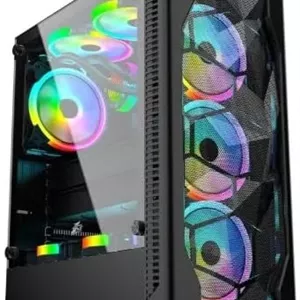 کامپیوتر گیمینگ با پردازنده Core i5-12400F نسل دوازدهم | کارت گرافیک RTX 3050 6GB GDDR6 | رم 16GB DDR4 | اس اس دی 1TB NVMe | ویندوز 10 پرو | کامپیوتر رومیزی RGB (مشکی)