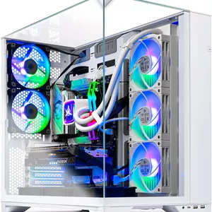کامپیوتر رومیزی گیمینگ Skytech O11 Vision، پردازنده Ryzen 7 9800X3D 4.7 گیگاهرتز (5.2 گیگاهرتز)، کارت گرافیک AMD RX 9070XT 16GB، حافظه SSD 2TB Gen4 NVMe، رم 32GB DDR5 6000 RGB، منبع تغذیه 850W Gold ATX 3، خنک کننده مایع 360mm ARGB AIO، وای فای، ویندوز 11