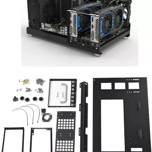 کیس کامپیوتر ATX، کیس Micro ATX برای مادربردهای ATX، M ATX، ITX، خنک کننده مایع 360، و غیره، فریم کیس PC باز با دسته، قابلیت ایستادن یا خوابیدن، صفحه فولادی خنک کننده قدرتمند