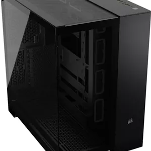 کیس کامپیوتر CORSAIR 6500X شیشه حرارت دیده Mid-Tower ATX – بدون فن – طراحی دو محفظه – انعطاف پذیری گسترده خنک کننده – سازگار با مادربرد اتصال معکوس – مشکی