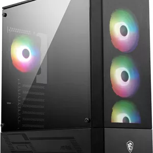 کیس کامپیوتر گیمینگ مید تاور MSI MAG Forge 112R | USB 3.2 Gen 1 Type-A | براکت نگهدارنده | 1 عدد فن ARGB 120 میلی‌متری | پنل شیشه‌ای حرارت‌دیده، فیلتر گرد و غبار مغناطیسی | مشکی (سازگار با ATX, m-ATX, Mini-ITX)