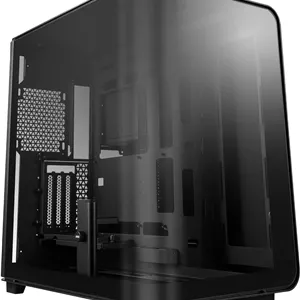 کیس کامپیوتر مید تاور MSI MEG MAESTRO 700L PZ، E-ATX، براکت کارت گرافیک عمودی و کابل رایزر PCIe 4.0، پایه کارت گرافیک، محفظه دوگانه، پنل شیشه ای حرارت دیده منحنی 270 درجه یک تکه - مشکی