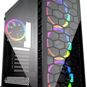 کیس کامپیوتر گیمینگ Twisted Minds Killstreak-03 ATX Mid Tower، دارای 6 فن 120 میلی‌متری ARGB LED، شامل 4 فن 120 میلی‌متری ARGB - همگام‌سازی با مادربرد، پنل جانبی شیشه‌ای حرارت‌دیده - مشکی