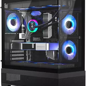 کیس کامپیوتر گیمینگ TrueNort S19 Mid-Tower شیشه حرارت دیده ATX/Micro-ATX با 3 فن RGB 120 میلی‌متری از پیش نصب شده، پنل‌های جانبی شیشه حرارت دیده (مشکی)