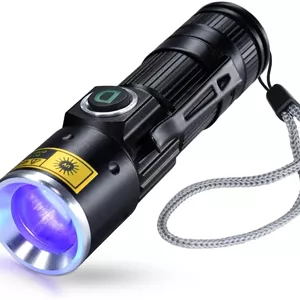 چراغ قوه فرابنفش 365 نانومتری TERRIFI، چراغ قوه LED قابل حمل و زوم‌دار با نور سیاه فرابنفش برای خشک کردن چسب UV، تشخیص لکه حیوانات خانگی، و یافتن عقرب