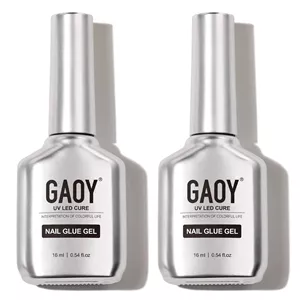 چسب ناخن ژلی GAOY، 16 میلی لیتر، 2 عددی، چسب ژلی برای تیپ ناخن های اکریلیک، چسب ناخن و ژل پایه 2 در 1، نیاز به دستگاه UV دارد