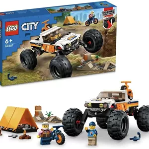 لگو 60387 City 4x4 Off-Roader Adventures Camping Set، ماشین اسباب بازی به سبک Monster Truck با سیستم تعلیق کارآمد و دوچرخه کوهستانی، اسباب بازی وسایل نقلیه برای کودکان 6 سال به بالا